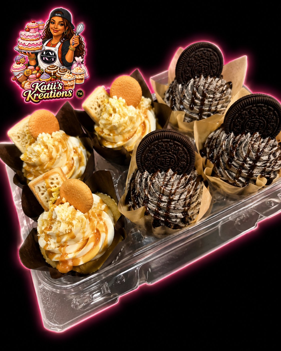 Krazy Cupcakes — banana puddin and Oreo, Katii's Kreations