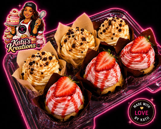 Krazy Cupcakes — caramel crunch and strawberry, Katii's Kreations