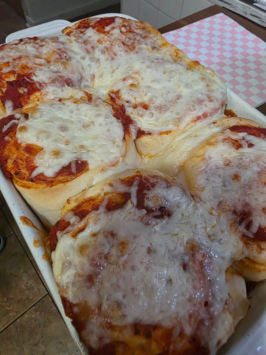 Pizza buns fresh from the oven